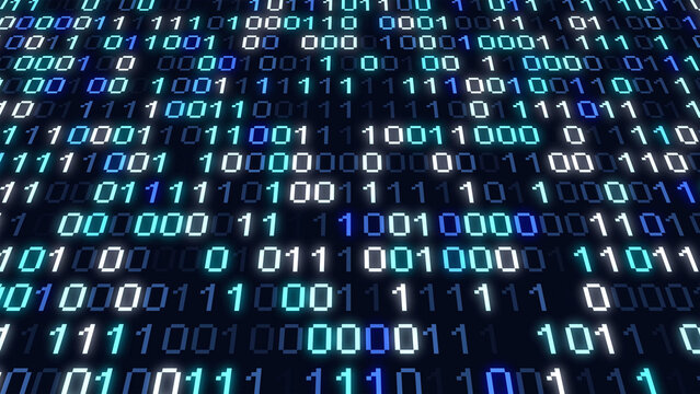 Perspective wall of binary code digital pattern background