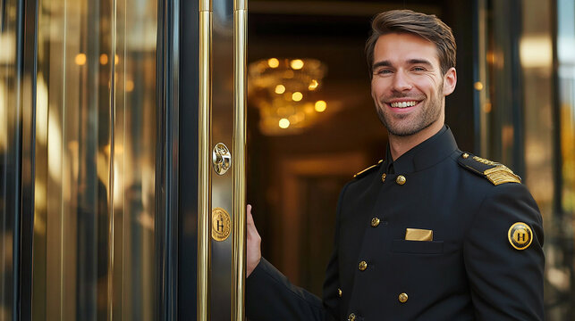 Hotel Doorman Opening the Door for Guests