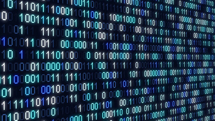 Perspective wall of binary code digital pattern background