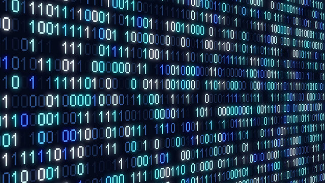 Perspective wall of binary code digital pattern background