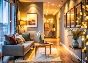 Cozy Apartment Entrance to Living Room with Bokeh Effect for Interior Design Inspiration