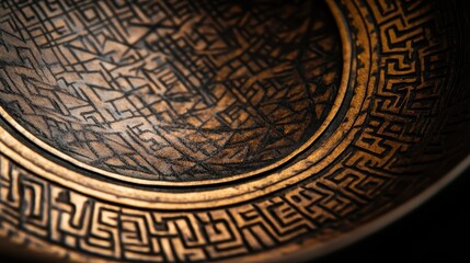 Obraz premium Focused view of kylix base geometric motifs highlighted by bright even lighting
