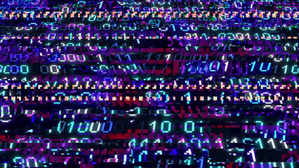 Perspective wall of binary code digital pattern background