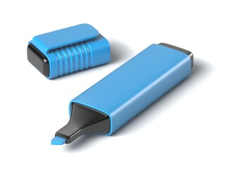 Blue highlighter pen 3D