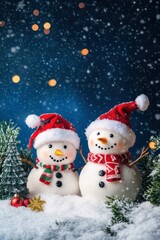 Cute snowman. Winter holiday theme.