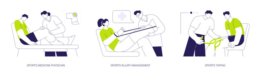 Sports medicine abstract concept vector illustrations.