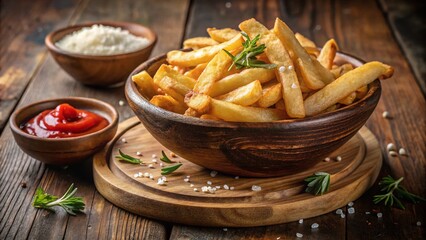 Crispy Deep Fried French Fries with Golden Texture and Seasoning - Perfect for Snack and Side Dish Photography