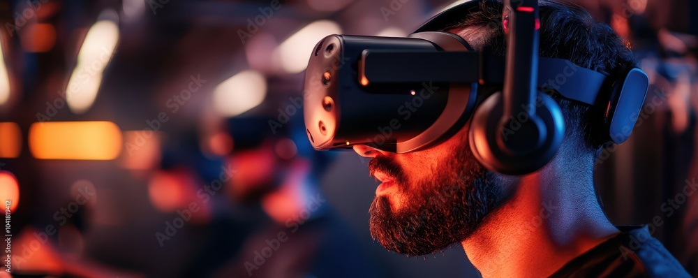 Poster exploring the future of virtual reality immersive experiences in gaming and beyond with cutting-edge