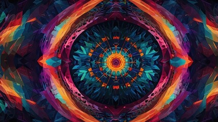 Fototapeta premium Abstract digital art featuring a colorful, symmetrical pattern with a central, circular design.