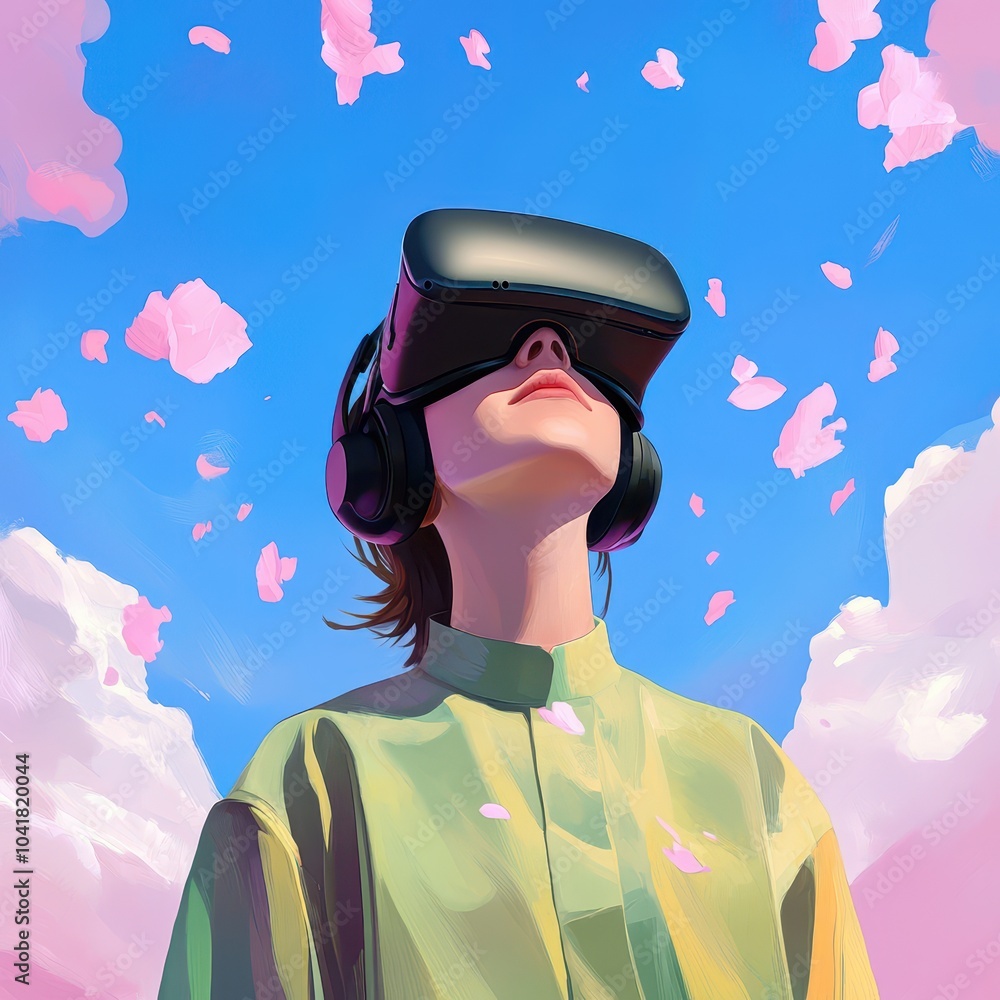 Poster exploring the future of virtual reality embracing new technology with immersive experiences and crea
