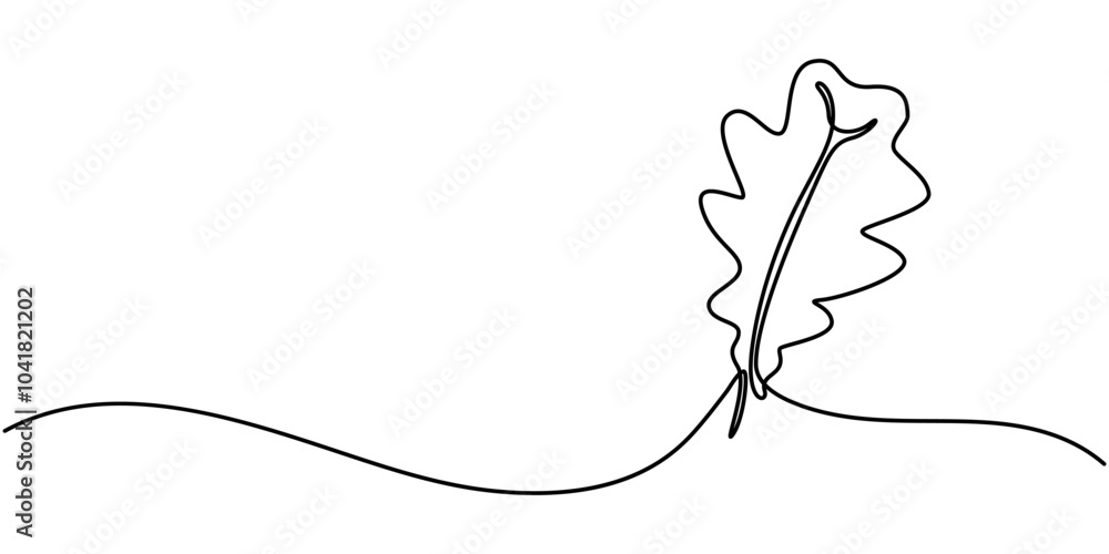 Poster single one line drawing of maple leaves one hand drawn lineart design isolated on white background, 