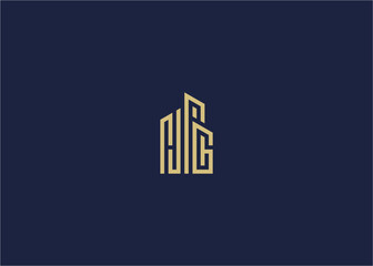 Letter hg with building logo icon design vector design template inspiration