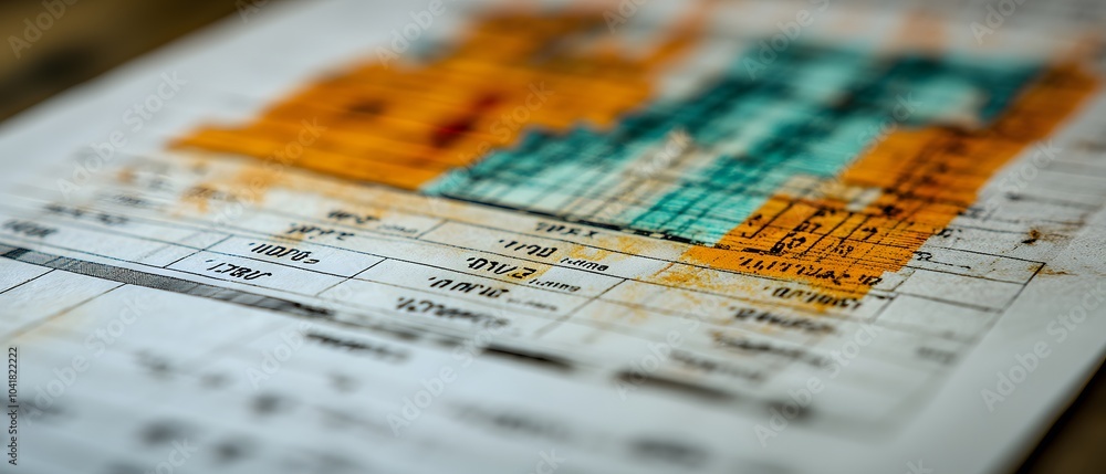 Poster a detailed chart with colored sections, likely representing data or statistics.
