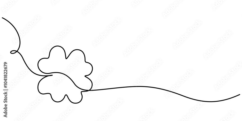 Poster one line continuous lucky four leaves clover symbol concept. silhouette of st patrick's day good luc