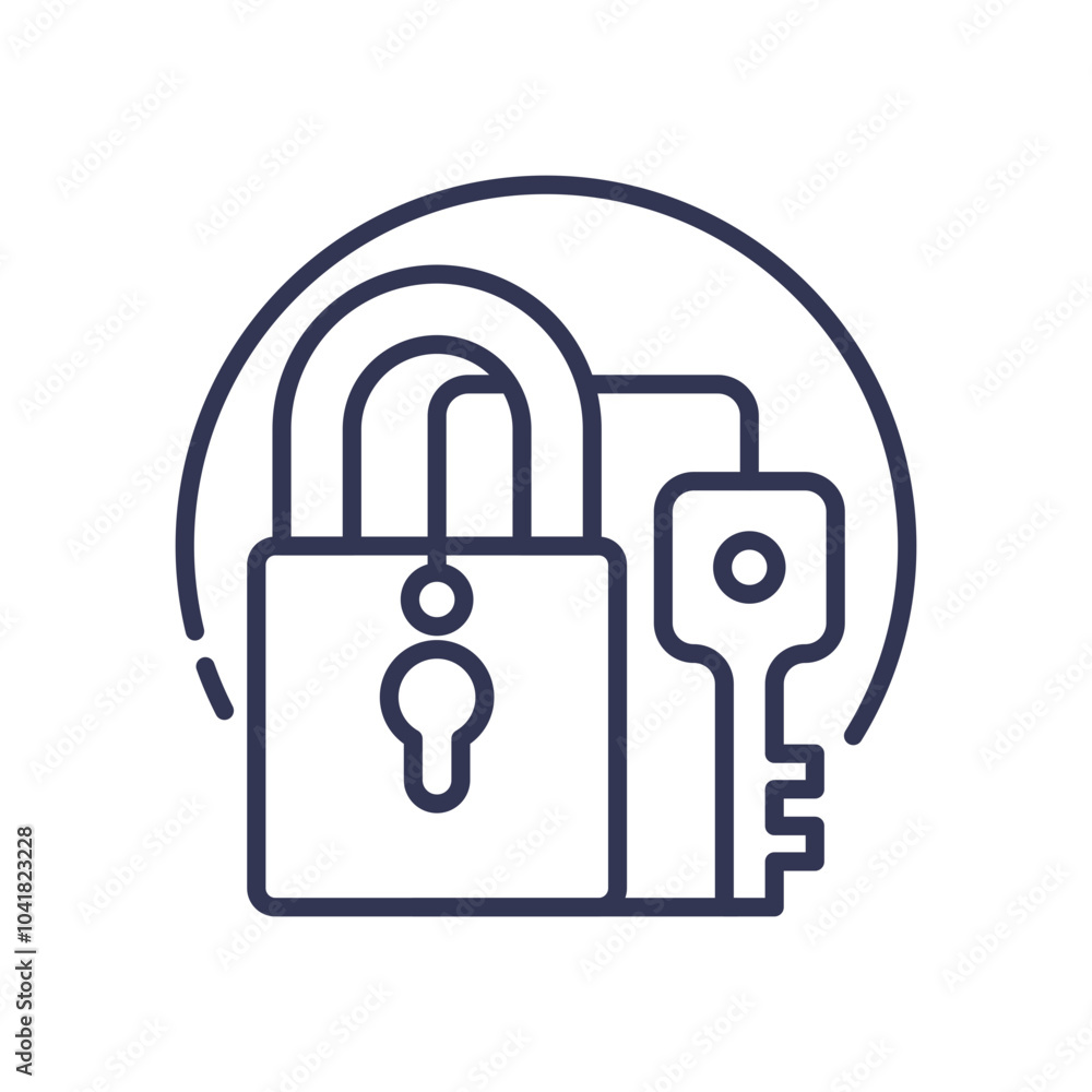 Aufkleber padlock and key symbolize security and regulatory compliance.