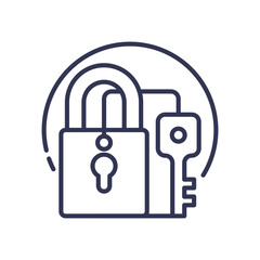 Padlock and key symbolize security and regulatory compliance.