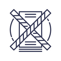 Document crossed by barrier tape symbolizes administrative restrictions.