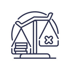 Scales of justice tilted, symbolizing imbalance and unfair practices.