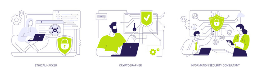 Information technology security abstract concept vector illustrations.