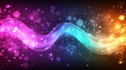 Obraz premium Abstract Colorful Wave with Sparkling Bokeh Lights Background