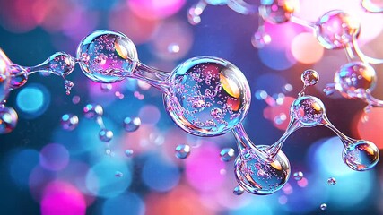 A molecule expanding and fracturing, releasing vibrant colors as it metamorphoses into a new form – A dynamic image of transformation, representing the breaking down and rebuilding