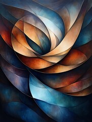 Obraz premium Geometric Abstract Art with Vibrant Color Swirls