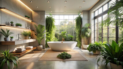 Fototapeta premium modern living room with plant