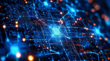 Obraz premium 3D graphic of digital data transmission. Represent neural networks, AI, data transmission and encryption.
