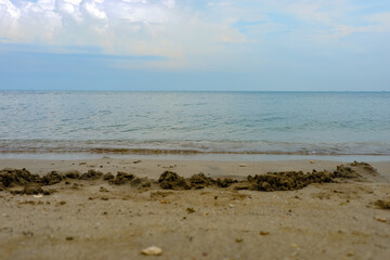 beach with white sand in tropical area