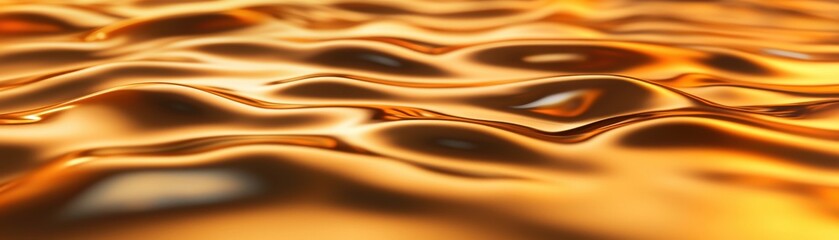 A shimmering golden surface reflects light with smooth, wavy patterns, creating an elegant and serene visual effect.