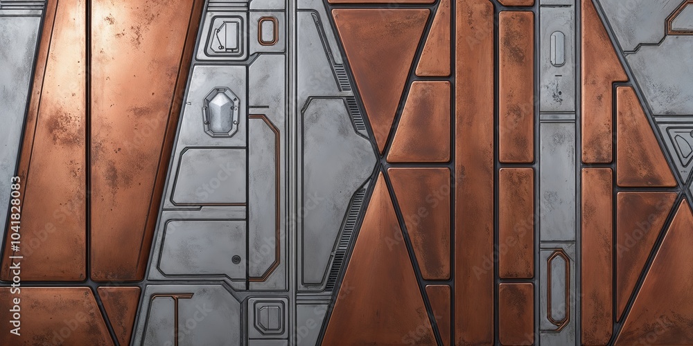 Canvas Prints Copper and Silver Futuristic Panel