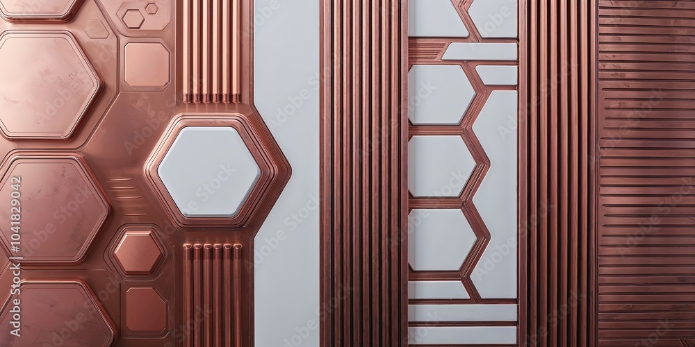 Canvas Prints Copper and White Hexagon Pattern Wall