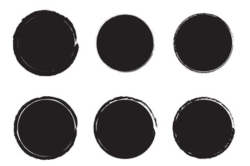 Grunge round shapes. Grunge banner collection. circular background of black ink drawn by hand with a brush.