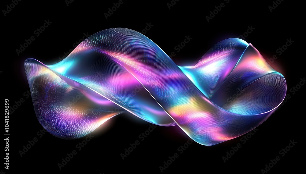 Poster colorful abstract wave pattern with glowing effects on a dark background