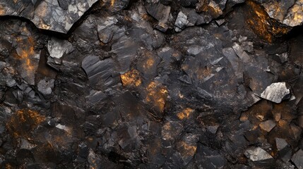 Fototapeta premium A rich, black coal texture background, emphasizing the rough, earthy surface and natural feel of this energy-rich mineral.
