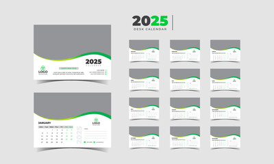 2025 Desk calendar template Desk calendar planner vector illustration.