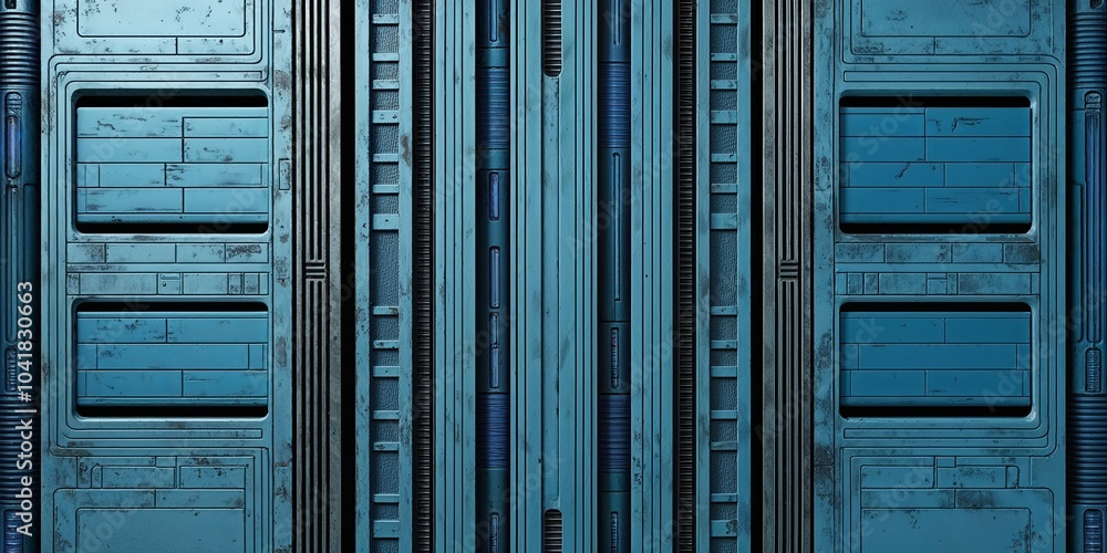 Canvas Prints Futuristic Blue Metal Panel