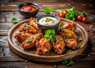 Fototapeta premium Delicious Wing Recipe Photography with Copy Space for Food Blogs and Social Media Posts