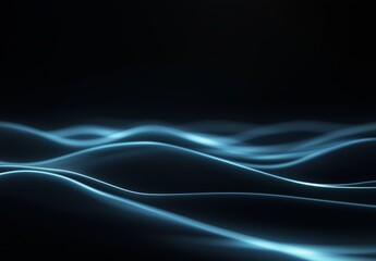 Abstract Visualization of Flowing Light Waves in Blue on Black