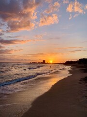 Sunset at a beach in Puglia, South Italy