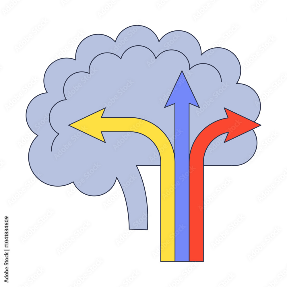 Poster brain with arrows symbolizing flexible decision pathways.