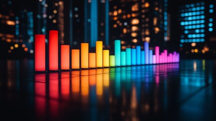Colorful Neon Lights on City Street at Night