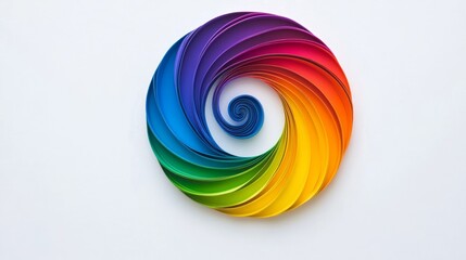 Colorful paper spiral with rainbow colors. The spiral is made of paper and is very colorful. The spiral is very eye-catching and has a fun, playful vibe