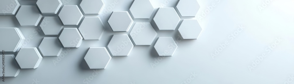 Poster Clean hexagonal pattern on a matte white background, 3D illustration