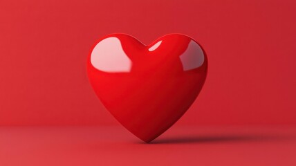 Heartshaped icon, deep red color, smooth surface, 3D illustration
