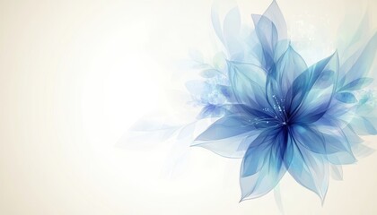 Delicate blue flower illustration with soft hues on a light background
