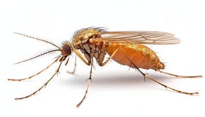 Detailed close-up of a mosquito highlighting its features and structure