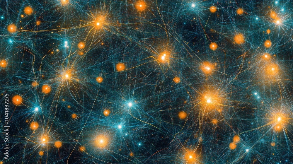 Poster abstract network pattern with glowing points and lines