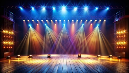 Dramatic Empty Stage with Spotlights for Performance Art and Theater Concept