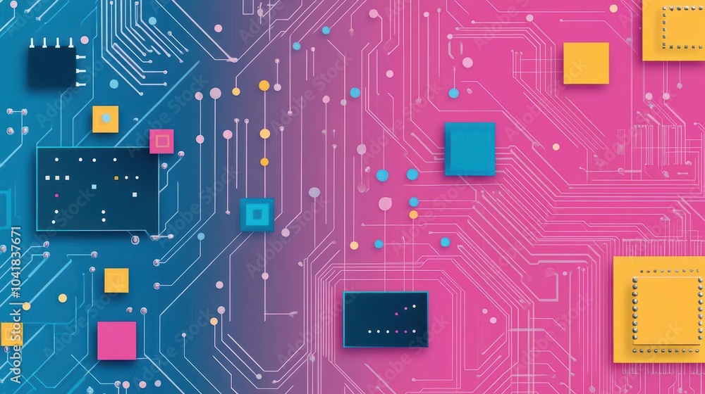Aufkleber abstract circuit board with geometric patterns flat design front view virtual reality theme cartoon 